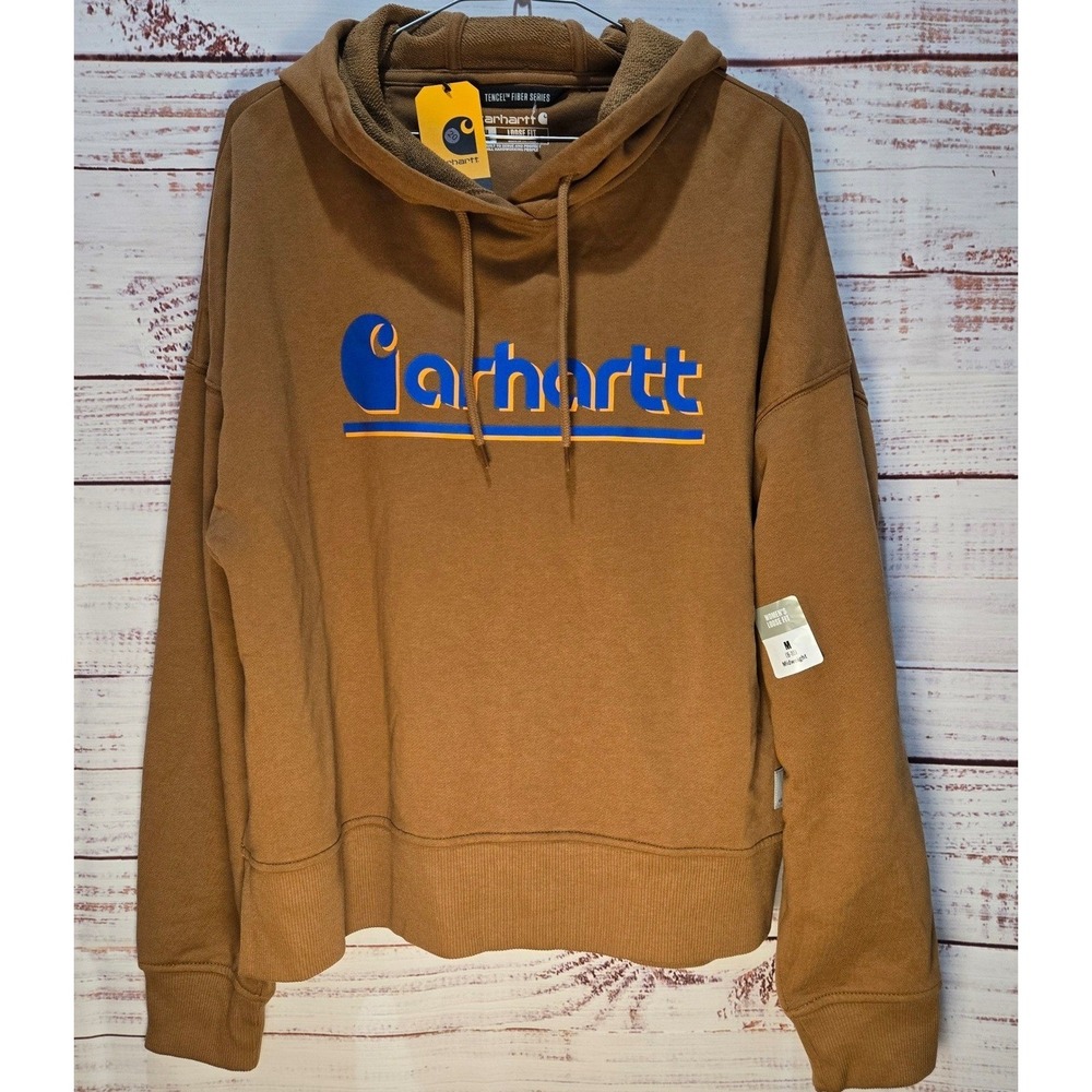 Carhartt Women's Med NEW Loose Fit Midweight Tencel Fiber Series Brown Hoodie